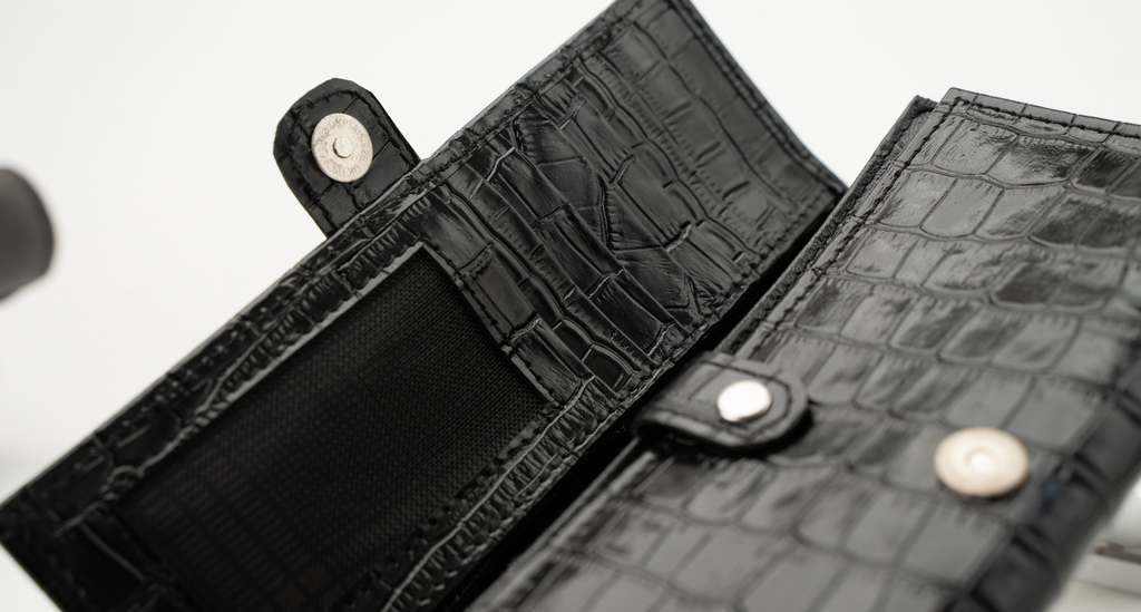 Black Shine Croc Organizer Wallet