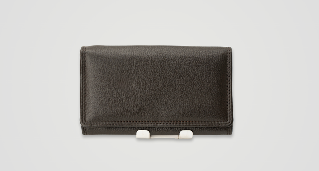 Luxury Pebbled Dark Brown Leather Wallet