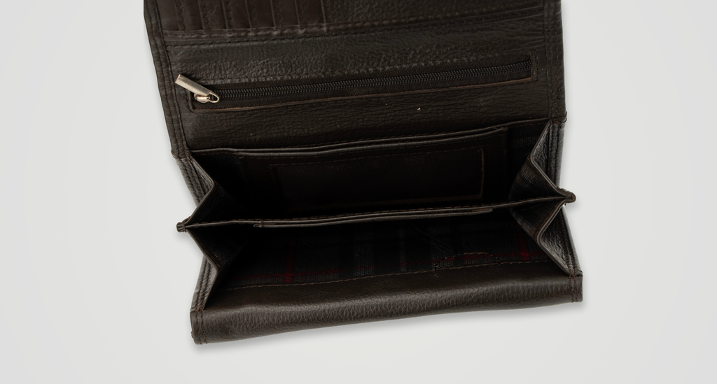 Luxury Pebbled Dark Brown Leather Wallet