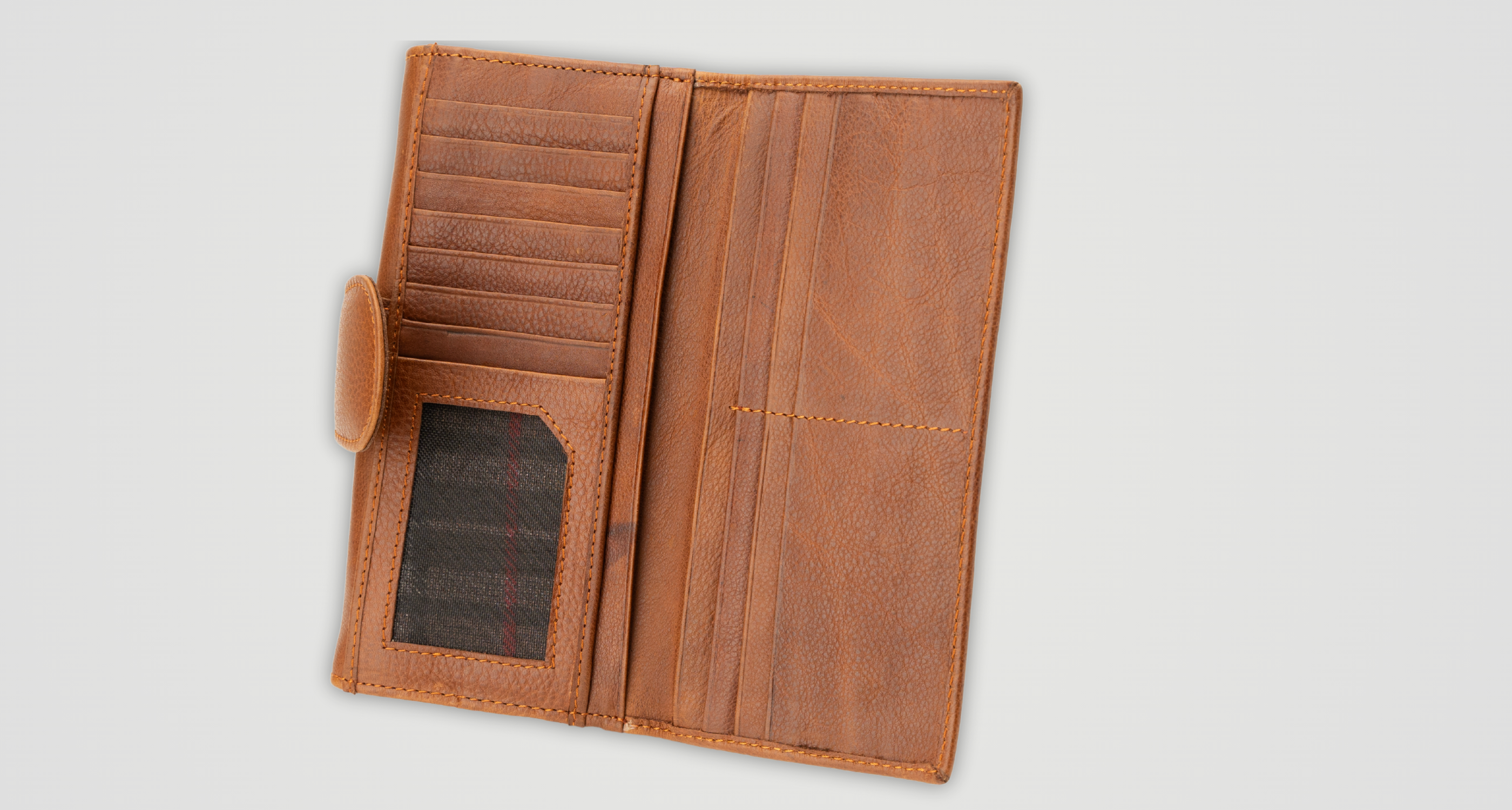 Classic Bifold Organizer Wallet - Cognac Distressed Leather