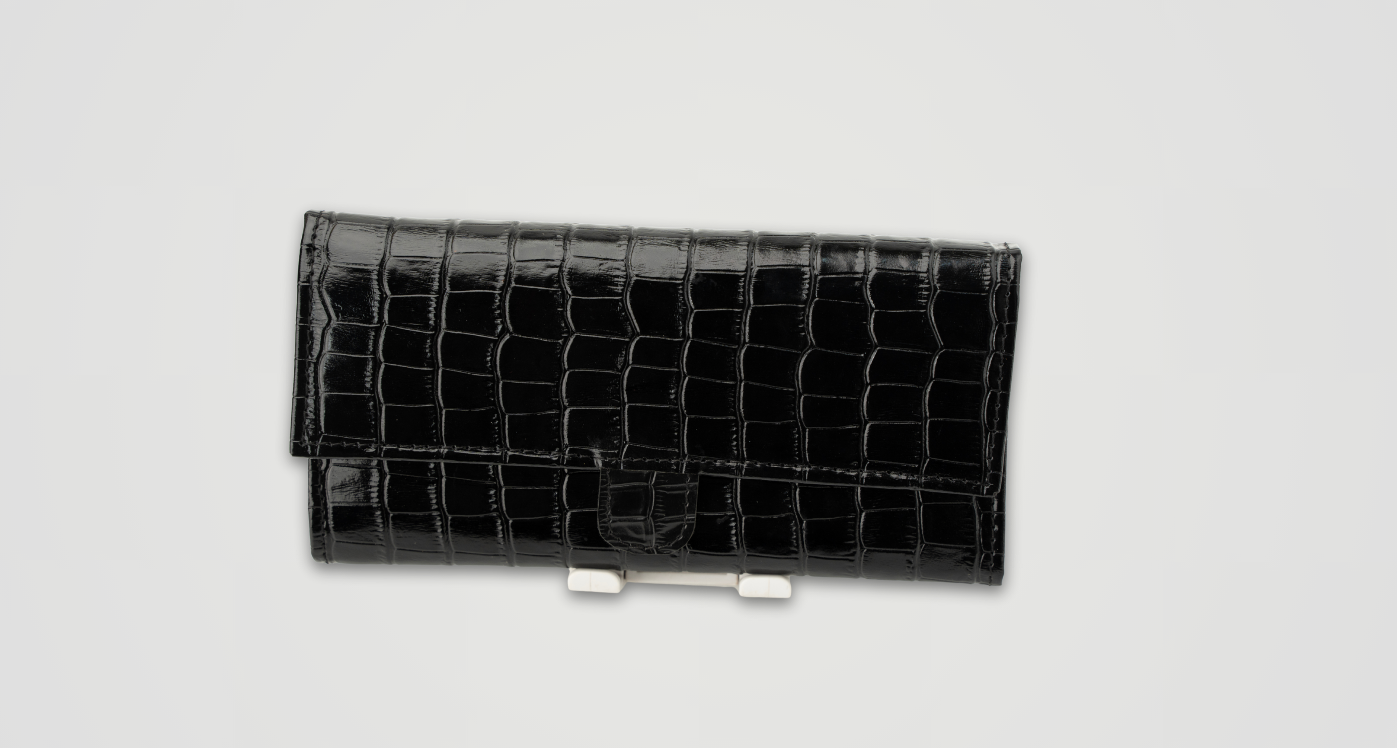 Black Shine Croc Organizer Wallet