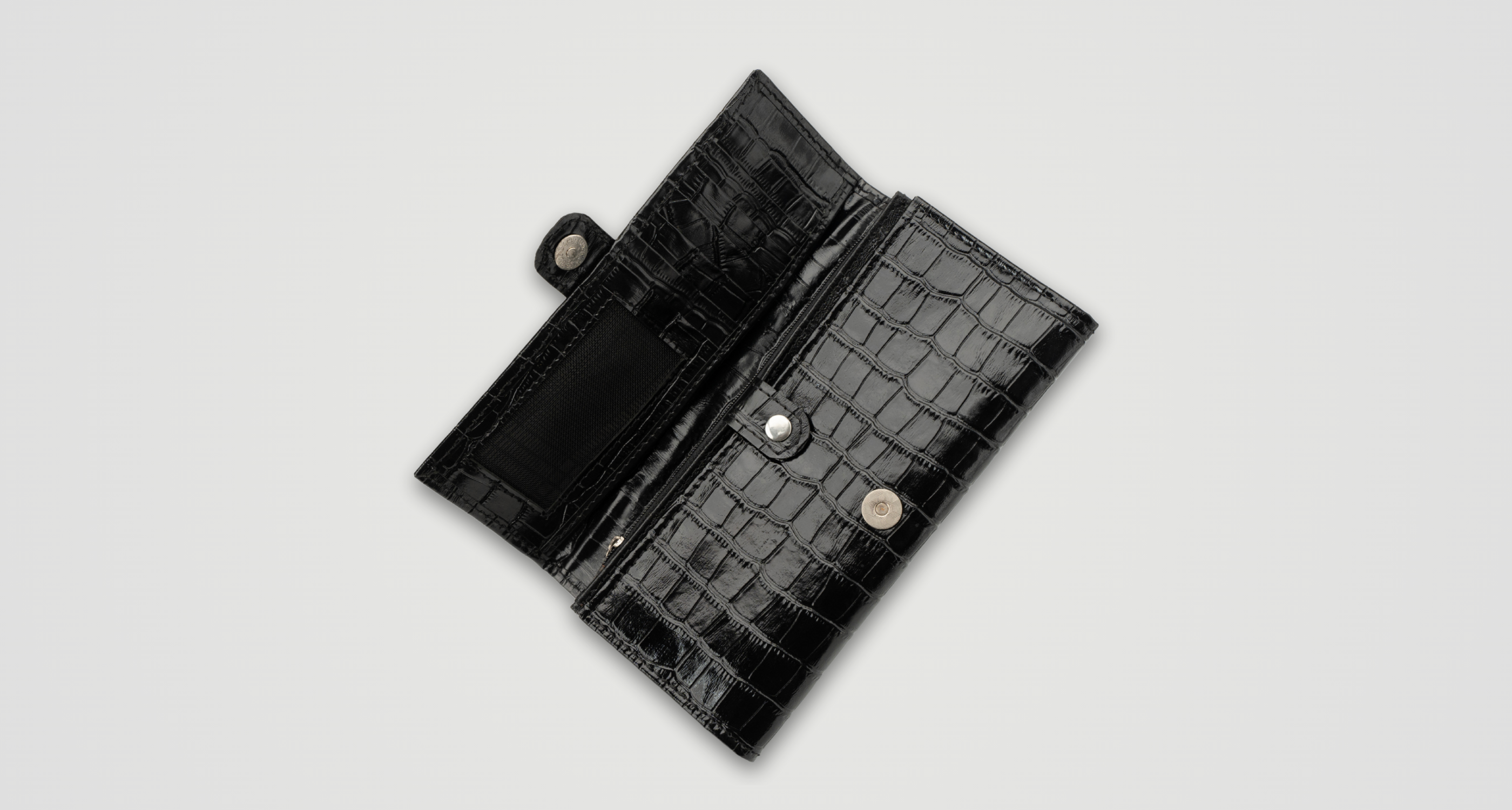 Black Shine Croc Organizer Wallet